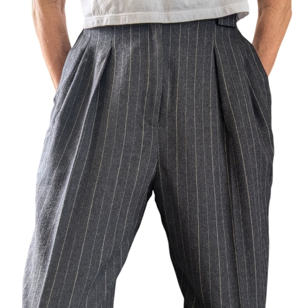 Vintage 80s 90s Valerie Stevens 100% Wool Pinstripe Pleated Pants Sz 6 - Picture 5 of 13